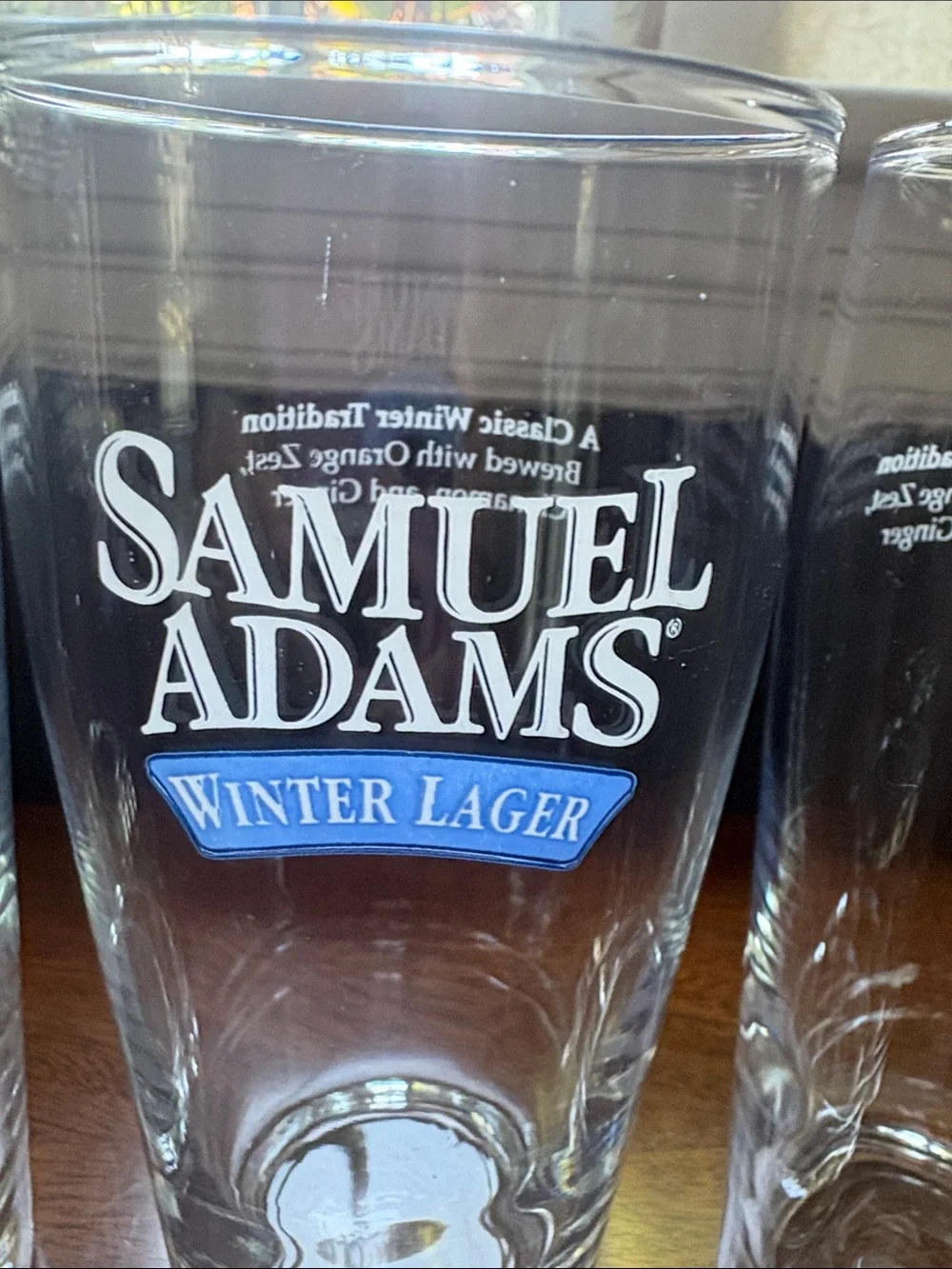 Samuel Adams Winter Lager Pint Glasses with Blue Logo (Set of 4)